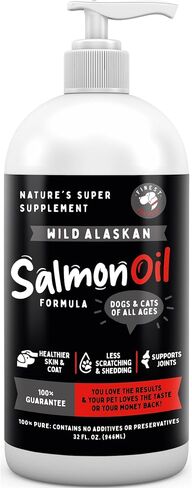 Wild Alaskan Omega-3 Blend Pollock + Salmon Oil for Dogs & Cats (32oz). 100% Pure Fish Oil Supplement with EPA & DHA for Joints, Skin & Coat, Itching, Shedding, Immune & Heart. Tasty & Easy to Give. in Kuwait