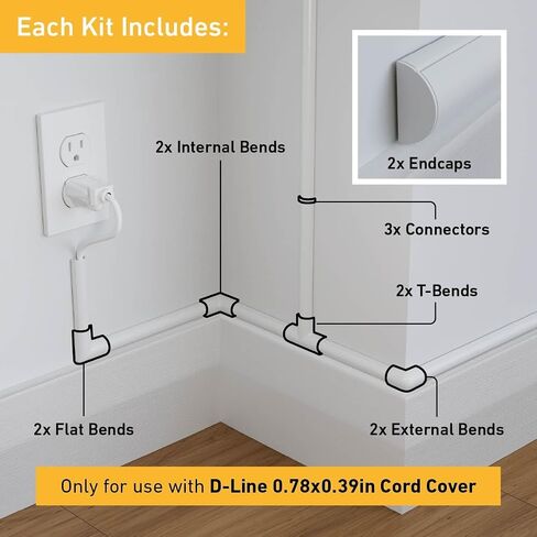 D-Line Cable Raceway On-Wall Cover | 1D3015W | القناة الكهربائية السطحية لإخفاء وإخفاء الحبال والكابلات والأسلاك | أبيض ، قابل للطلاء in Saudi Arabia