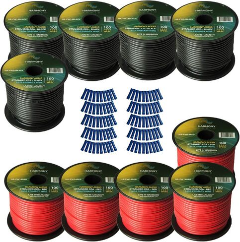 Harmony Audio Primary Single Conductor 14 Gauge Power or Ground Wire - 10 Rolls - 1000 Feet - Red & Black for Car Audio/Trailer/Model Train/Remote in Saudi Arabia