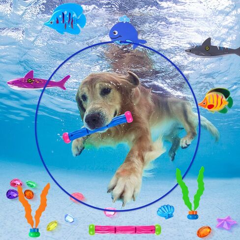 YUJUN 35PCS Pool Diving Swimming Toys, Summer Underwater Game Toys with Pool Fishes Dive Sticks Rings Gems Storage Bag for Kids Swim Birthday Party Favors in Saudi Arabia