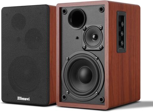 Bluetooth Bookshelf Speakers Pair, 1" Silk Dome Tweeter & 4" Woofer, BT5.3 & RCA Input for Turntable, PC, Desktop, Wooden Anti-Vibration Cabinet, Home Audio Studio Monitor in Kuwait