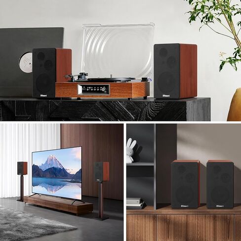 Bluetooth Bookshelf Speakers Pair, 1" Silk Dome Tweeter & 4" Woofer, BT5.3 & RCA Input for Turntable, PC, Desktop, Wooden Anti-Vibration Cabinet, Home Audio Studio Monitor in Kuwait