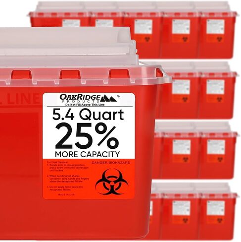 5.4 Qt Stye Sharps Disposal Container (2 Pack) by Oakridge Products. Touchfree Rotating Lid in Kuwait
