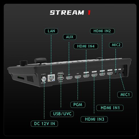 Dream-1 HDMI Super Super Camera Switcher Mixer مع التحكم في CAM PTZ و REC و NDI قابلة للتحديث والمناظر الطبيعية والبثرية in Kuwait