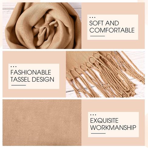 Suhine 8 Pcs Blanket Scarf Warm Soft Cashmere Shawl Thickened Winter Long Scarf with Tassel Edge, 13.8 x 78.8 Inch in Saudi Arabia
