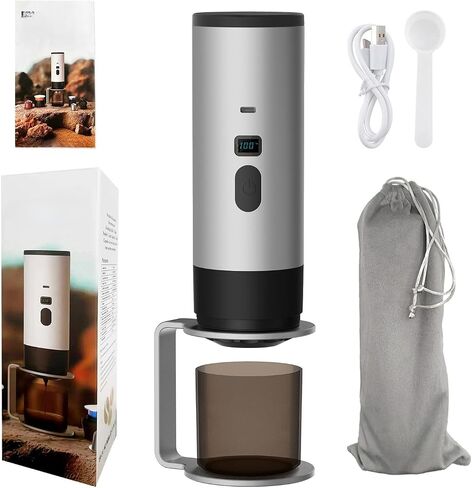 Portable Electric Espresso Coffee Maker, Rechargeable Capsule Machine, 90ML Tank, 120ML Cup, 5 Colors (Pearl White high-end Version, including stand + Velvet Bag) in Saudi Arabia
