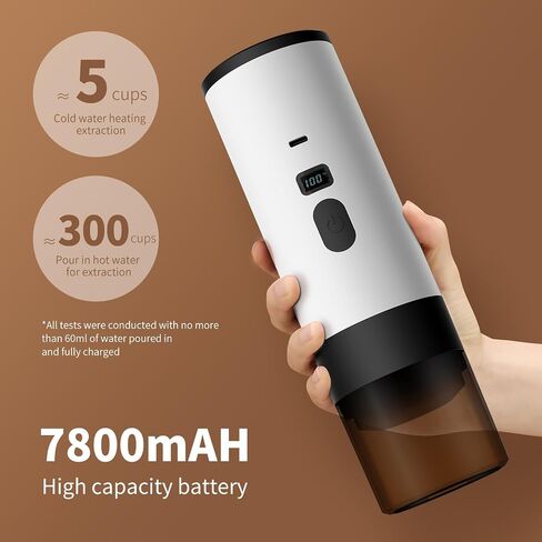 Portable Electric Espresso Coffee Maker, Rechargeable Capsule Machine, 90ML Tank, 120ML Cup, 5 Colors (Pearl White high-end Version, including stand + Velvet Bag) in Saudi Arabia