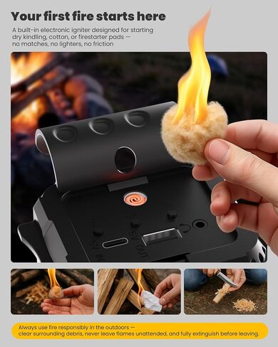 راديو الطقس الطوارئ NOAA AM FM مع 10000 مللي أمبير في الساعة Power Bank & Fire Starter و Solar/Hand Crank/USB-C الشحن السريع ، SOS Alarm ، المصباح للبقاء في الهواء الطلق في الهواء الطلق للمعسكر والبرمجيين in Saudi Arabia