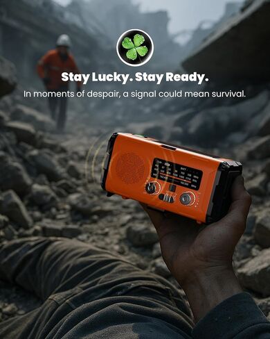 راديو الطقس الطوارئ NOAA AM FM مع 10000 مللي أمبير في الساعة Power Bank & Fire Starter و Solar/Hand Crank/USB-C الشحن السريع ، SOS Alarm ، المصباح للبقاء في الهواء الطلق في الهواء الطلق للمعسكر والبرمجيين in Saudi Arabia