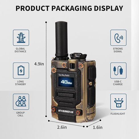 4G LTE POC Walkie Talkies (حزمة 2 ، شملت بطاقات SIM)-أجهزة الراديو التغطية على مستوى البلاد/التغطية العالمية ، جسم صغير للمعادن ، بطارية طويلة ، نطاق USB-C ، 5000 كم-K300 in Saudi Arabia
