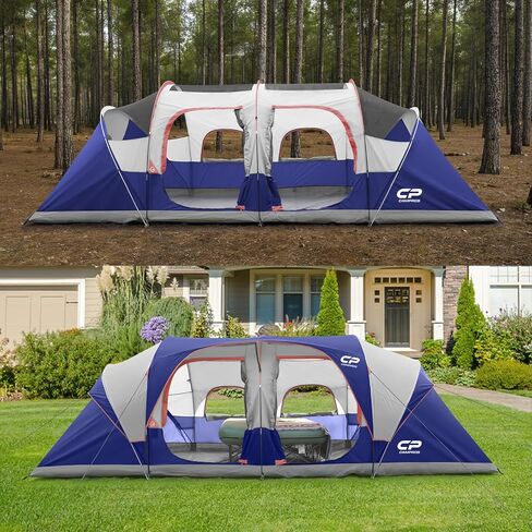 Campros CP Tent 12-spoling-spaming-tents ، 3 Torts Family Tents ، خيمة عائلية مقاومة للرياح مع طراز Rainfly أعلى ، 6 نوافذ شبكية كبيرة ، طبقة مزدوجة ، إعداد سهلة ، محمولة مع حقيبة تحمل 20 '× 9' × 72 "(H) in Kuwait