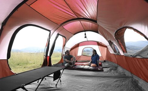 CAMPROS CP Tent 12-Person-Camping-Tents,3 Room Family Tents,Waterproof Windproof Family Tent with Top Rainfly,6 Large Mesh Windows,Double Layer,Easy Set Up, Portable with Carry Bag-20' x 9' x 72"(H) in Saudi Arabia