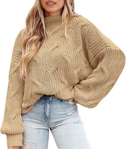 PRETTYGARDEN Women's Fall Oversized Pullover Sweaters Casual Crewneck Long Sleeve Chunky Cable Knit Blouse Top in Saudi Arabia