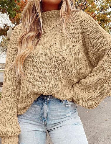 PRETTYGARDEN Women's Fall Oversized Pullover Sweaters Casual Crewneck Long Sleeve Chunky Cable Knit Blouse Top in Saudi Arabia