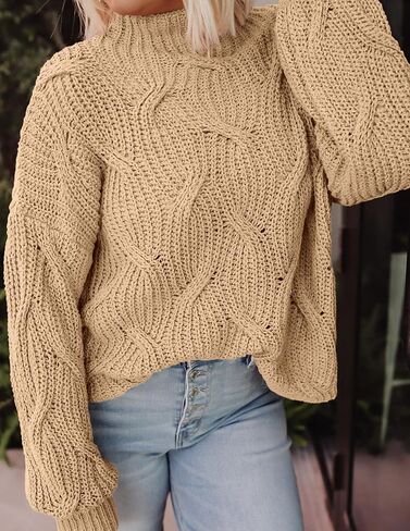 PRETTYGARDEN Women's Fall Oversized Pullover Sweaters Casual Crewneck Long Sleeve Chunky Cable Knit Blouse Top in Saudi Arabia
