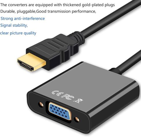 HDMI إلى VGA ، HDMI إلى VGA محول الفيديو (من الذكور إلى الإناث) لأجهزة الكمبيوتر ، أجهزة الكمبيوتر المكتبية ، أجهزة الكمبيوتر المحمولة ، أجهزة الكمبيوتر ، أجهزة العرض ، الشاشات ، HDTVs ، Raspberry PI ، Roku ، Xbox ، Chromebooks والمزيد in Kuwait