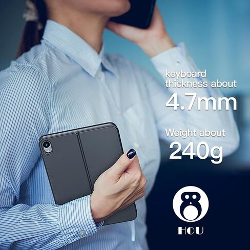 HOU Keyboard Case for iPad mini 7th (A17 Pro, 2024) & 6th (2021) 8.3-inch, Ultra Slim Folio Type of Keyboard, Power Display, Magnetic Protective Cover Support iPad mini 6/7 in Kuwait