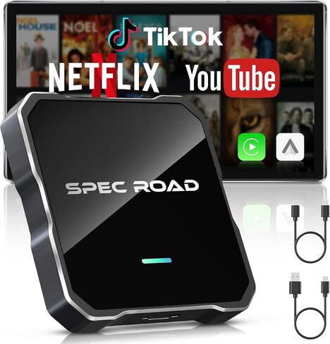 Wireless CarPlay Adapter for iPhone/Android Auto Wireless Adapter, Support Netflix/YouTube/TF Card, Plug and Play, Carplay Adapter Fit with iPhone8+/iOS 10+/Android 11+ in Saudi Arabia