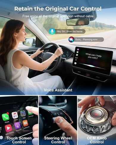 Wireless CarPlay Adapter for iPhone/Android Auto Wireless Adapter, Support Netflix/YouTube/TF Card, Plug and Play, Carplay Adapter Fit with iPhone8+/iOS 10+/Android 11+ in Saudi Arabia