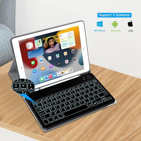 XIWMIX Ultra-Slim Wireless Bluetooth Keyboard - 7 Colors Backlit Universal Rechargeable Keyboard Compatible with iPad Pro/iPad Air/iPad 9.7/iPad 10.2/iPad mini and Other iOS Android Windows Devices in Saudi Arabia