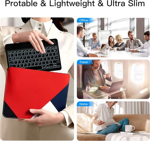 XIWMIX Ultra-Slim Wireless Bluetooth Keyboard - 7 Colors Backlit Universal Rechargeable Keyboard Compatible with iPad Pro/iPad Air/iPad 9.7/iPad 10.2/iPad mini and Other iOS Android Windows Devices in Saudi Arabia