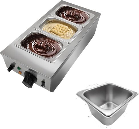 3 Tanks Chocolate Melting Machine Commercial,Chocolate Tempering Machine with Lid, Stainless Steel Electric Chocolate Melting Pot for Cheese, Chocolate, 1200 W in Saudi Arabia