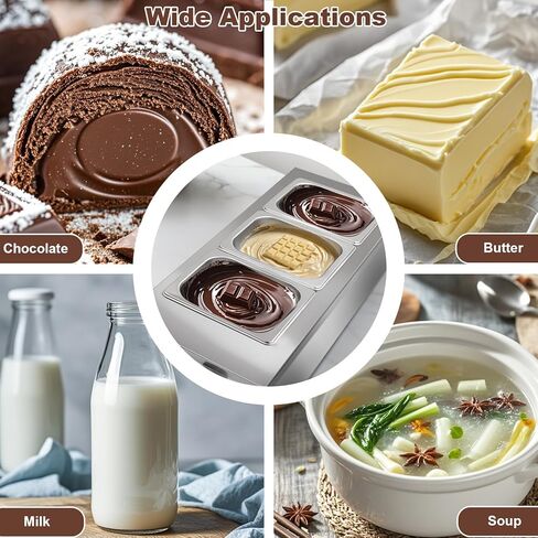3 Tanks Chocolate Melting Machine Commercial,Chocolate Tempering Machine with Lid, Stainless Steel Electric Chocolate Melting Pot for Cheese, Chocolate, 1200 W in Saudi Arabia