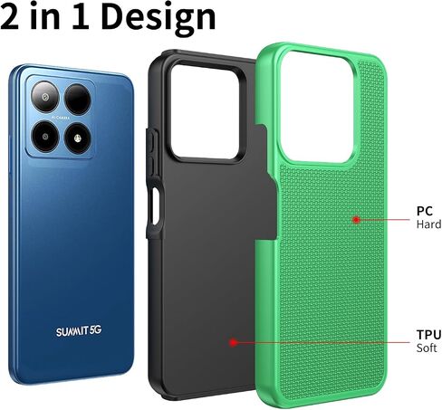for Boost Summit 5G Case with Tempered Glass Screen Protector,Dual Layer Heavy Duty Shockproof Protection (Boost Summit 5G,Black) in Saudi Arabia