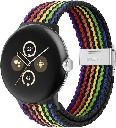 أحزمة مضفرة قابلة للتمدد متوافقة مع ساعة Pixel Watch 2 Band/Google Pixel Watch Band - موصل مطور - أشرطة حلقة رياضية من النايلون المرن القابل للتعديل لساعة Pixel 2 & 1 النساء والرجال in Kuwait