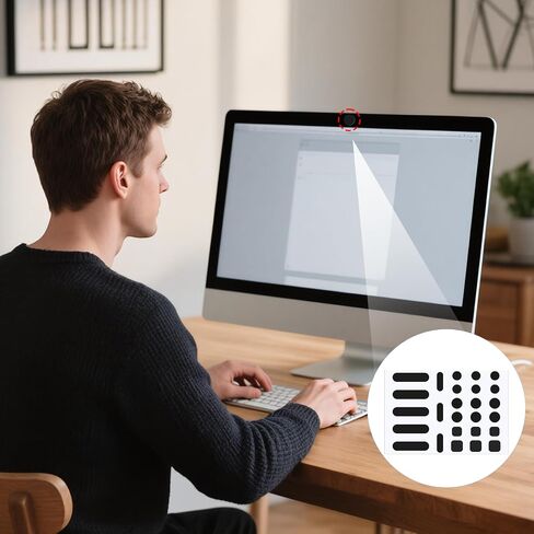 26PCS Universal Webcam Covers Laptop Camera Cover Privacy Protection Accessory - 6 Sizes for Every Size Webcam on Any Device, Great for Privacy - Black in Saudi Arabia