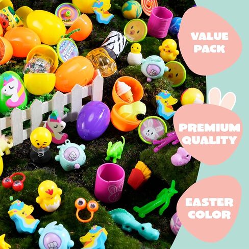 JOYIN 160 PCS Prefilled Easter Eggs with Assorted Toys, Stuffed Egg Hunt Supplies, Basket Stuffers Fillers, Classroom Prizes, Party Favors in Saudi Arabia