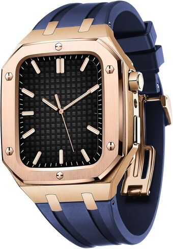 mslrygm للفرقة 44/45mm mod kit accessories ， استبدال حزام السيليكون متوافق مع Iwatch SE/4/5/6/7 Series Gold Case in Saudi Arabia