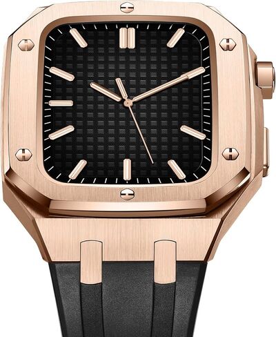 mslrygm للفرقة 44/45mm mod kit accessories ， استبدال حزام السيليكون متوافق مع Iwatch SE/4/5/6/7 Series Gold Case in Saudi Arabia
