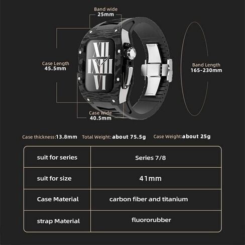 Mslrygm Upgarde Carbon Care و Titanium Case and Band Set for 8 7 6 5 4 SE ، Mod Kit Rubber Strap for IWatch Series 40mm 41mm Accessories in Saudi Arabia