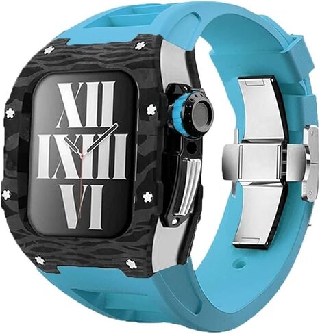 Mslrygm Upgarde Carbon Care و Titanium Case and Band Set for 8 7 6 5 4 SE ، Mod Kit Rubber Strap for IWatch Series 40mm 41mm Accessories in Saudi Arabia