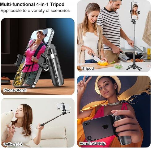 Mini Selfie Stick, Pocket Size Extendable Phone Holder with Wireless Detachable Remote Control for Content Creation/Vlog/Video Record/Live Stream in Saudi Arabia