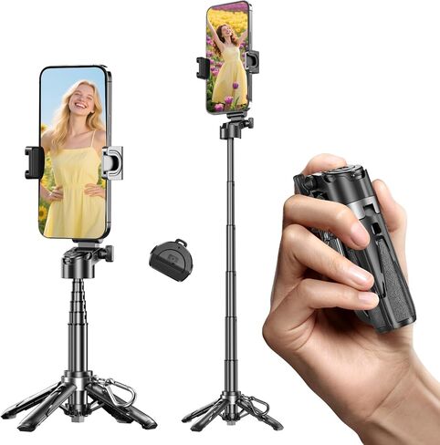 Mini Selfie Stick, Pocket Size Extendable Phone Holder with Wireless Detachable Remote Control for Content Creation/Vlog/Video Record/Live Stream in Saudi Arabia
