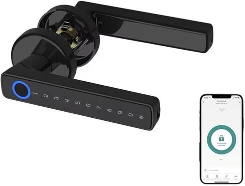مقبض الأبواب الذكي - بصمات المفاتيح البيومترية ولوحة المفاتيح ، Deadbolt المقاومة للماء ، التحكم في تطبيق Bluetooth ، قفل تلقائي للمنزل ، الفندق ، المكتب ، الشقة in Kuwait