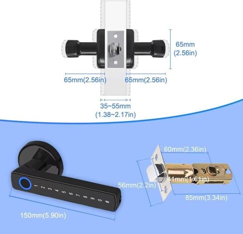 مقبض الأبواب الذكي - بصمات المفاتيح البيومترية ولوحة المفاتيح ، Deadbolt المقاومة للماء ، التحكم في تطبيق Bluetooth ، قفل تلقائي للمنزل ، الفندق ، المكتب ، الشقة in Kuwait