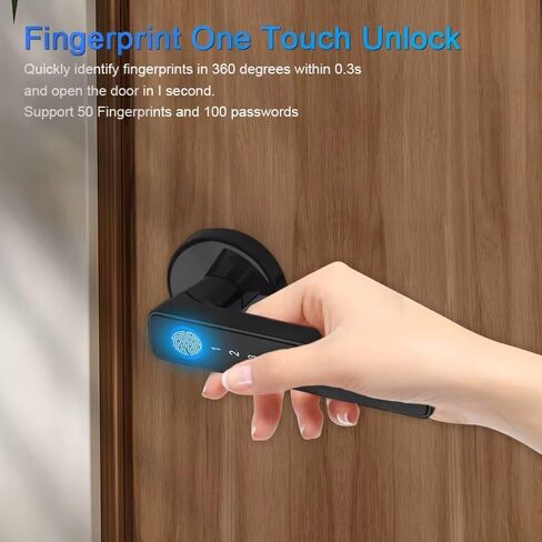مقبض الأبواب الذكي - بصمات المفاتيح البيومترية ولوحة المفاتيح ، Deadbolt المقاومة للماء ، التحكم في تطبيق Bluetooth ، قفل تلقائي للمنزل ، الفندق ، المكتب ، الشقة in Kuwait