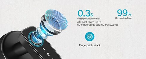 مقبض الأبواب الذكي - بصمات المفاتيح البيومترية ولوحة المفاتيح ، Deadbolt المقاومة للماء ، التحكم في تطبيق Bluetooth ، قفل تلقائي للمنزل ، الفندق ، المكتب ، الشقة in Kuwait