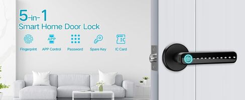 مقبض الأبواب الذكي - بصمات المفاتيح البيومترية ولوحة المفاتيح ، Deadbolt المقاومة للماء ، التحكم في تطبيق Bluetooth ، قفل تلقائي للمنزل ، الفندق ، المكتب ، الشقة in Kuwait