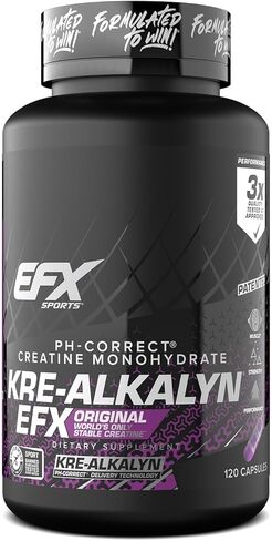 مسحوق EFX Sports Kre-Alkalyn EFX | مكمل مسحوق الكرياتين مونوهيدراتي الصحيح لدرجة الحموضة | القوة ونمو العضلات والأداء | 66 حصة (بدون نكهة) in Kuwait
