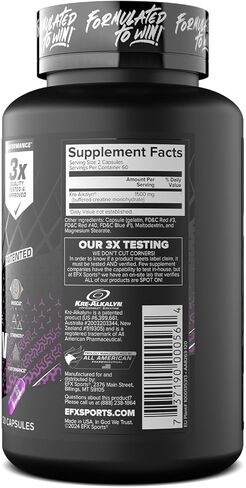 مسحوق EFX Sports Kre-Alkalyn EFX | مكمل مسحوق الكرياتين مونوهيدراتي الصحيح لدرجة الحموضة | القوة ونمو العضلات والأداء | 66 حصة (بدون نكهة) in Kuwait
