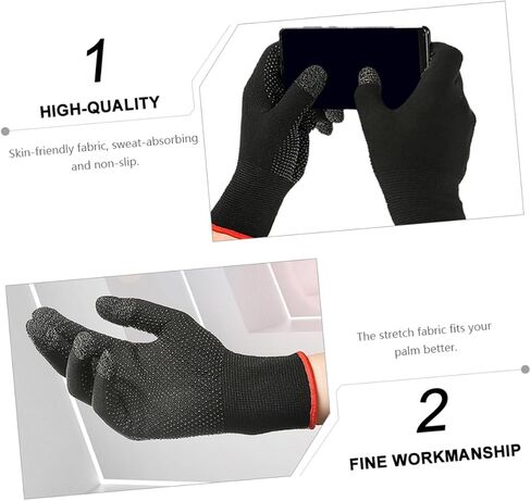 BESPORTBLE 2Pcs Mobile Touchscreen Game Gloves Thin and Breathable Outdoor Climbing Gloves for Gaming Elastic Fit Non Slip Design for Phone Touch Screen Use in Saudi Arabia