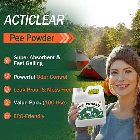 Pee Powder Gel - 2/4lb سريع 60 ثانية من الامتصاص والرائحة المحايدة للمراحيض المحمولة ، والتخييم ، والضروريات في الهواء الطلق in Kuwait