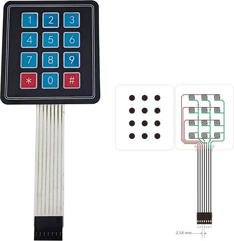 6pcs 3x4 لوحة المفاتيح 12 مفتاح المصفوفة مفتاح تبديل الغشاء 7pin 12 لوحة مفاتيح ممتدة in Kuwait