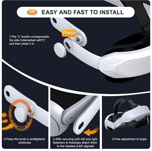 Adjustable Comfort Head Strap for Meta Quest 3S/Quest 3/Quest 2 - Elite Strap Replacement for Enhanced Support, Reduced Pressure & VR Gaming Immersion (T4 Quest 3S/Quest 3/Quest 2 Head Strap) in Kuwait