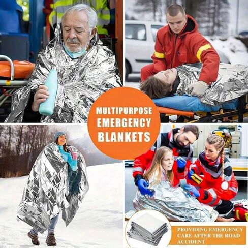 Emergency Mylar Blankets(62"x82"), Large Thermal Blankets for Outdoor, Hiking, Camping, Survival, Bug Out Bag, Silver in Saudi Arabia