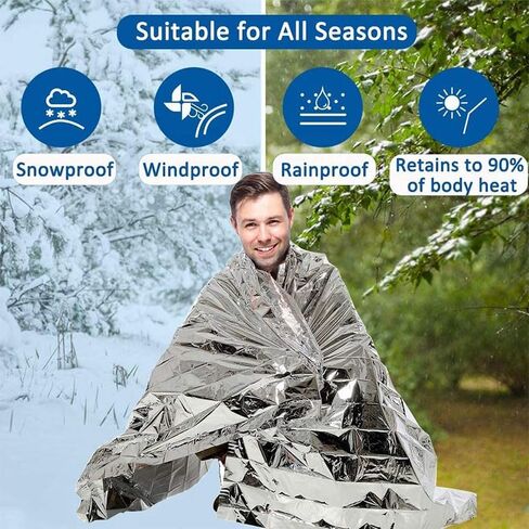 Emergency Mylar Blankets(62"x82"), Large Thermal Blankets for Outdoor, Hiking, Camping, Survival, Bug Out Bag, Silver in Saudi Arabia